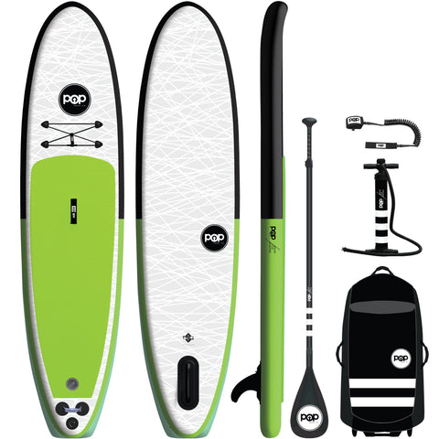 FREE E-Pump w/ 11' Green/Black Inflatable Paddleboard-ISUP