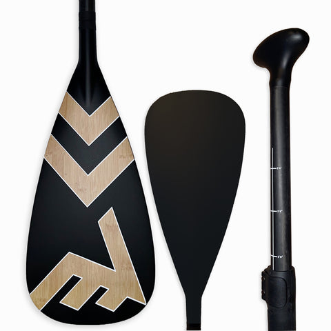 Carbon-Fiberglass Adjustable Paddle with ABS Edge  - Bamboo/Black